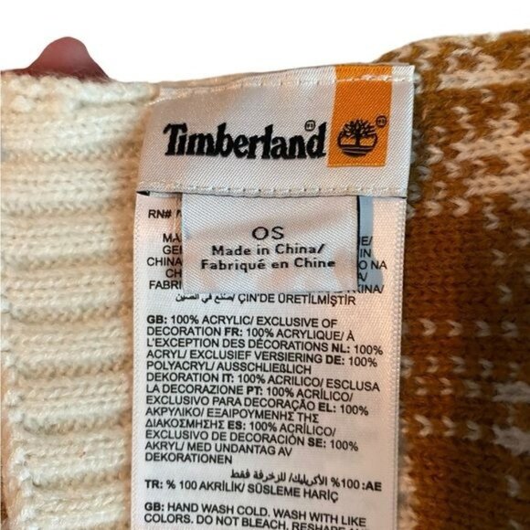 Timberland Women’s Chunky Knit Birdseye Scarf Plaid Checkered Cabincore … - Picture 6 of 9
